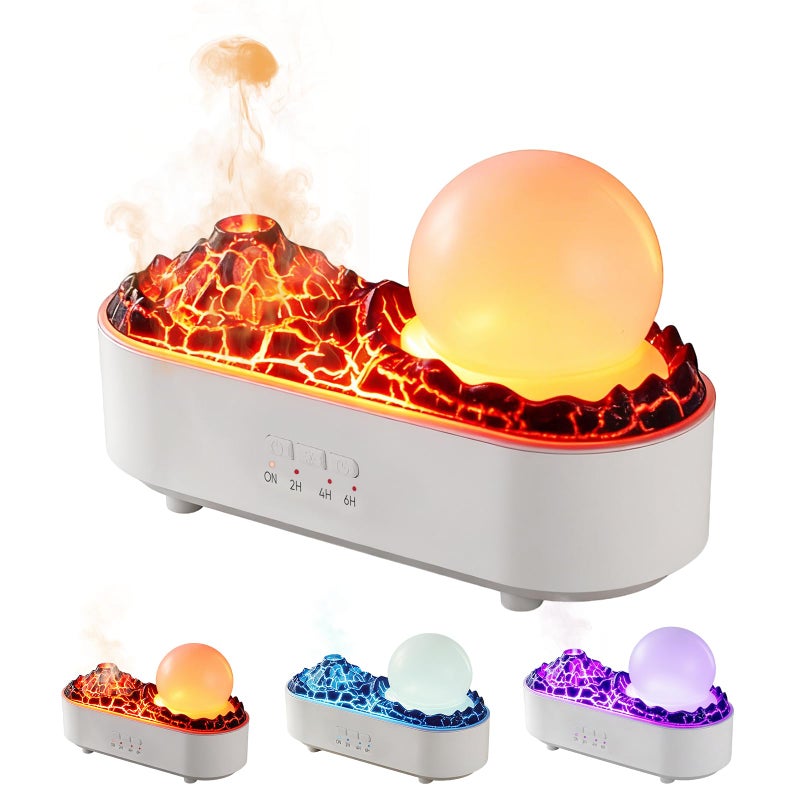 Crystal Ball Oil Diffuser with Jellyfish Mist & Simulated Volcano - Aroma Air Diffuser for Home, Essential Oils, Aromatherapy, Mist Humidifier with Mood Light